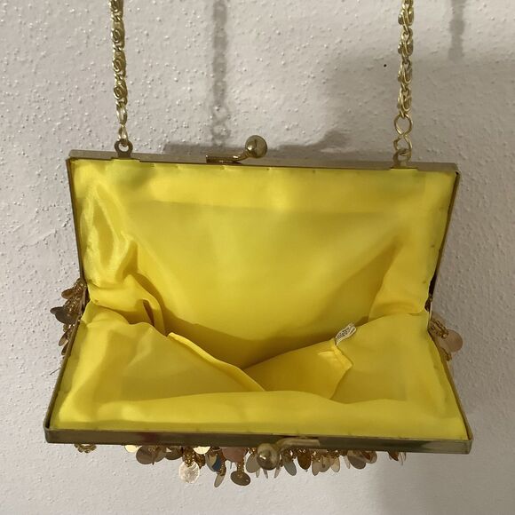 Vintage Y2K Gold Beaded Sequin Fairy 20s Art Deco Flapper Style Crossbody Bag - Picture 10 of 10